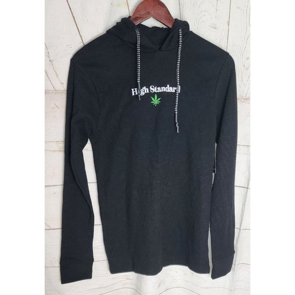 Restricted Logo Embroidered Black Long Sleeve Hooded Sweatshirt, Small - Picture 13 of 15